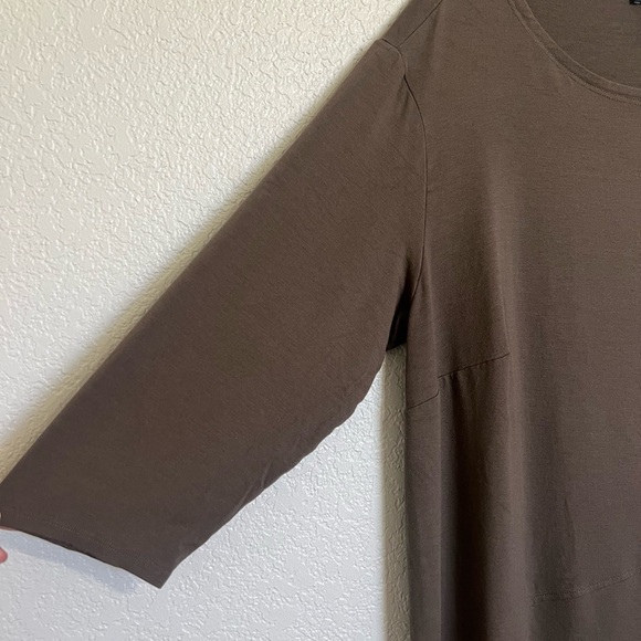 Eileen Fisher Asymmetric Brown Top Size 1X - Picture 2 of 8